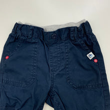 Load image into Gallery viewer, Boys Baby Club, navy cotton pants, adjustable, FUC, size 0,