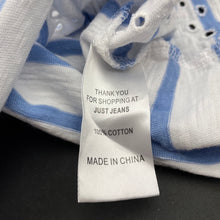 Load image into Gallery viewer, Girls Just Jeans, blue & white stripe cotton top, FUC, size 8,