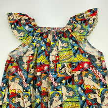 Load image into Gallery viewer, Girls Wonder Woman, cotton casual dress, armpit to armpit: 42cm, no size label, GUC, size 10-12, L: 72cm