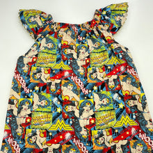 Load image into Gallery viewer, Girls Wonder Woman, cotton casual dress, armpit to armpit: 42cm, no size label, GUC, size 10-12, L: 72cm