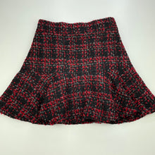 Load image into Gallery viewer, Girls Jugeunke, lined red & black bouclet skirt, elasticated, W: 30cm across, L: 38cm, EUC, size 8-10,