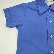 Load image into Gallery viewer, Boys My Organic Uniform, short sleeve school shirt, marks front & sleeves, FUC, size 4,