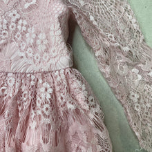 Load image into Gallery viewer, Girls Bardot Junior, pink floral lace party dress, EUC, size 00, L: 38cm