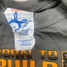 Load image into Gallery viewer, Boys Rabbit Skins, dark khaki cotton bodysuit / romper, EUC, size 6 months,