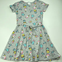 Load image into Gallery viewer, Girls B Collection, grey marle casual dress, unicorns, FUC, size 8, L: 64cm