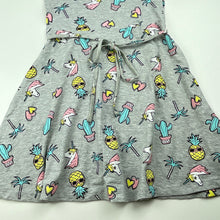 Load image into Gallery viewer, Girls B Collection, grey marle casual dress, unicorns, FUC, size 8, L: 64cm