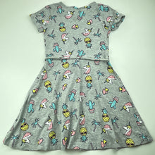 Load image into Gallery viewer, Girls B Collection, grey marle casual dress, unicorns, FUC, size 8, L: 64cm