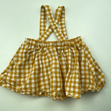 Load image into Gallery viewer, Girls Baby Baby, mustard check cotton suspender skirt, elasticated, GUC, size 00,