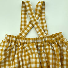 Load image into Gallery viewer, Girls Baby Baby, mustard check cotton suspender skirt, elasticated, GUC, size 00,