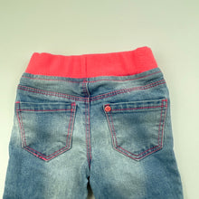 Load image into Gallery viewer, Girls Baby Berry, blue stretch denim pants, elasticated, FUC, size 00,