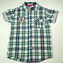 Load image into Gallery viewer, Boys Alta Linea, checked cotton short sleeve shirt, top button missing, FUC, size 10,