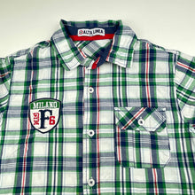 Load image into Gallery viewer, Boys Alta Linea, checked cotton short sleeve shirt, top button missing, FUC, size 10,