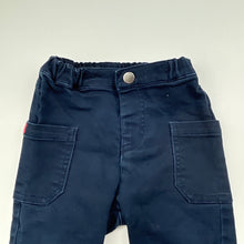 Load image into Gallery viewer, Boys Seed, navy stretch denim pants, elasticated, wash fade, FUC, size 0,