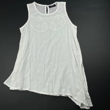 Load image into Gallery viewer, Girls Bardot Junior, embroidered lightweight asymmetrical top, EUC, size 8,