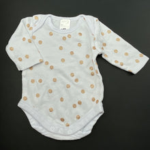Load image into Gallery viewer, Girls Baby Berry, white cotton & gold spot bodysuit / romper, EUC, size 000,