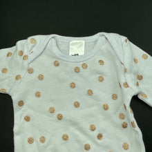 Load image into Gallery viewer, Girls Baby Berry, white cotton & gold spot bodysuit / romper, EUC, size 000,