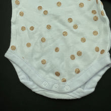 Load image into Gallery viewer, Girls Baby Berry, white cotton & gold spot bodysuit / romper, EUC, size 000,