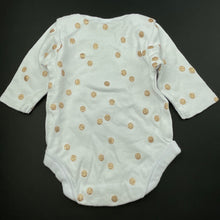 Load image into Gallery viewer, Girls Baby Berry, white cotton & gold spot bodysuit / romper, EUC, size 000,