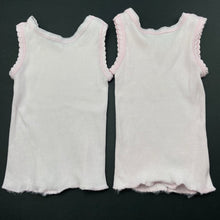Load image into Gallery viewer, Girls 4 Baby, set of 2 ribbed cotton singlet tops, FUC, size 000,