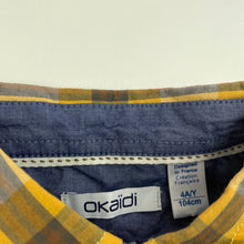 Load image into Gallery viewer, Boys Okaidi, checked cotton short sleeve shirt, FUC, size 4,