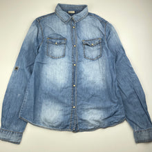 Load image into Gallery viewer, Girls Zara, chambray cotton long sleeve shirt, poppers, FUC, size 11-12,