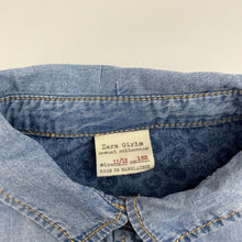 Load image into Gallery viewer, Girls Zara, chambray cotton long sleeve shirt, poppers, FUC, size 11-12,