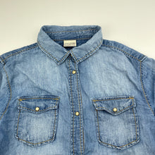 Load image into Gallery viewer, Girls Zara, chambray cotton long sleeve shirt, poppers, FUC, size 11-12,