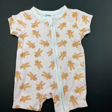 Load image into Gallery viewer, Girls 4 Baby, cotton zip romper, gingerbread men, FUC, size 0000,