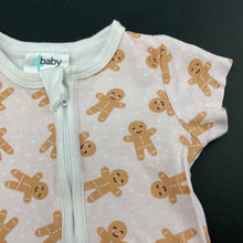 Load image into Gallery viewer, Girls 4 Baby, cotton zip romper, gingerbread men, FUC, size 0000,