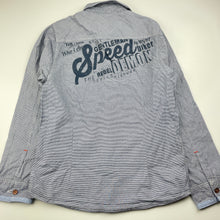 Load image into Gallery viewer, Boys YCC Collection, navy stripe cotton long sleeve shirt, GUC, size 10,