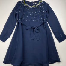 Load image into Gallery viewer, Girls French Connection, lined navy party dress, missing sequins, FUC, size 8-9, L: 67cm