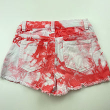Load image into Gallery viewer, Girls 1964 Denim Co, tie dyed stretch denim shorts, W: 27.5cm across, FUC, size 8,