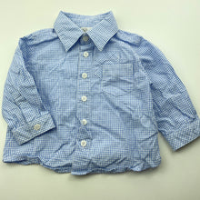 Load image into Gallery viewer, Boys Bebe by Minihaha, checked lightweight cotton long sleeve shirt, EUC, size 6 months,