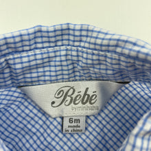 Load image into Gallery viewer, Boys Bebe by Minihaha, checked lightweight cotton long sleeve shirt, EUC, size 6 months,