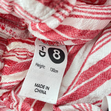Load image into Gallery viewer, Girls KID, red & white linen / viscose shorts, elaticated, GUC, size 8,