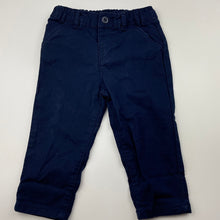 Load image into Gallery viewer, Boys Original Marines, navy stretch cotton pants, elasticated, Inside leg: 24cm, GUC, size 12 months,