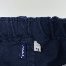 Load image into Gallery viewer, Boys Original Marines, navy stretch cotton pants, elasticated, Inside leg: 24cm, GUC, size 12 months,