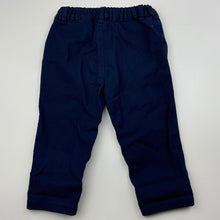 Load image into Gallery viewer, Boys Original Marines, navy stretch cotton pants, elasticated, Inside leg: 24cm, GUC, size 12 months,