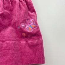 Load image into Gallery viewer, Girls Blue Sky, lined embroidered corduroy cotton overalls dress, EUC, size 00, L: 36cm