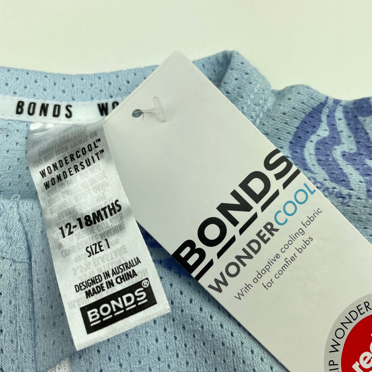 Bonds, WONDERCOOL eyelet zip wondersuit, NEW, size