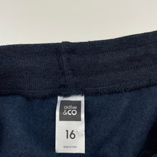 Load image into Gallery viewer, Boys Active & Co, navy fleece lined shorts, elasticated, EUC, size 16,
