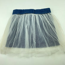 Load image into Gallery viewer, Girls Cotton On, denim & tulle skirt, elasticated, small holes tulle back hem, FUC, size 7,