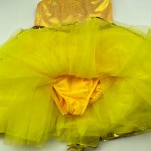 Load image into Gallery viewer, Girls A WISH COME TRUE, gold & yellow tutu leotard dress, EUC, size 6-7, L: 53cm