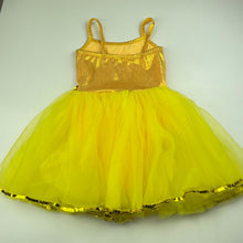 Load image into Gallery viewer, Girls A WISH COME TRUE, gold & yellow tutu leotard dress, EUC, size 6-7, L: 53cm
