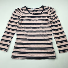 Load image into Gallery viewer, Girls Charlie & Me, pink & navy stripe cotton long sleeve top, GUC, size 8,