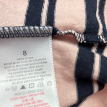 Load image into Gallery viewer, Girls Charlie & Me, pink & navy stripe cotton long sleeve top, GUC, size 8,
