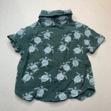 Load image into Gallery viewer, Boys Gem Look, crinkle cotton short sleeve shirt, turtles, GUC, size 0,