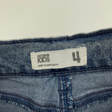Load image into Gallery viewer, Girls Cotton On, distressed stretch denim skirt, adjustable, L: 26cm, FUC, size 4,