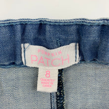 Load image into Gallery viewer, Girls Pumpkin Patch, patchwork stretch dnim skirt, adjustable, GUC, size 8