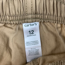 Load image into Gallery viewer, Boys Carter's, beige lightweight cotton pants, elasticated, EUC, size 12 months